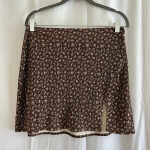 Lulus Brown Floral Mini Skirt Womens Size Small